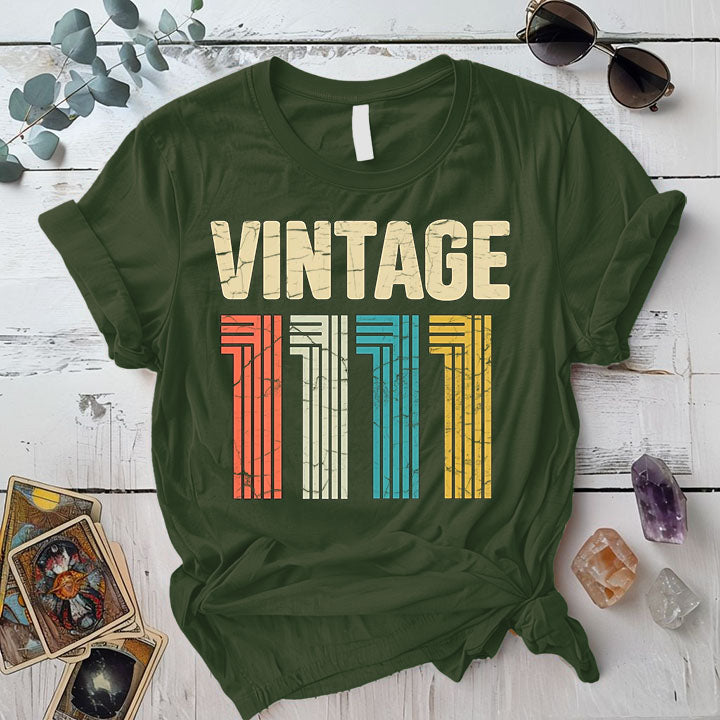 Vintage 1111 T Shirt Military Green Mockup
