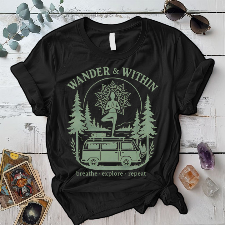 Wander Within Van Life T-Shirt Mockup Black