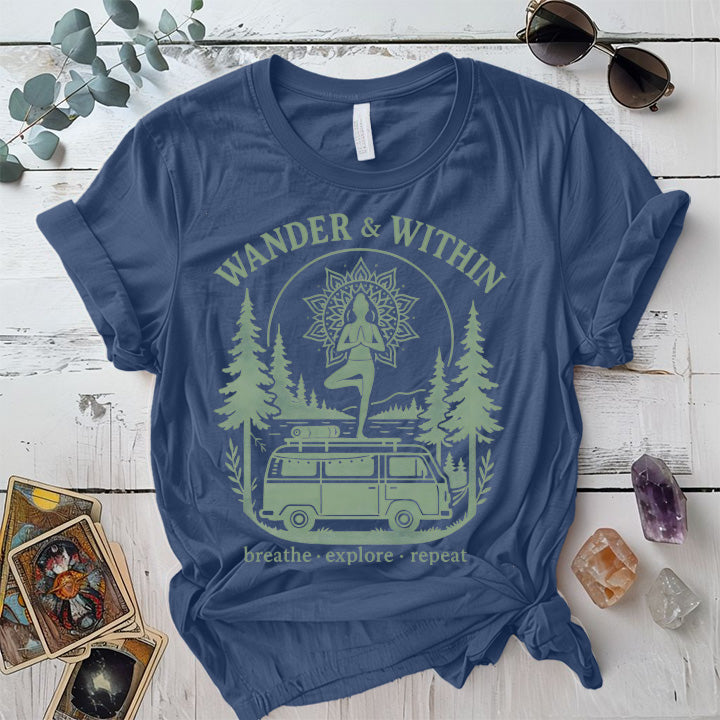 Wander Within Van Life T-Shirt Mockup Indigo Blue