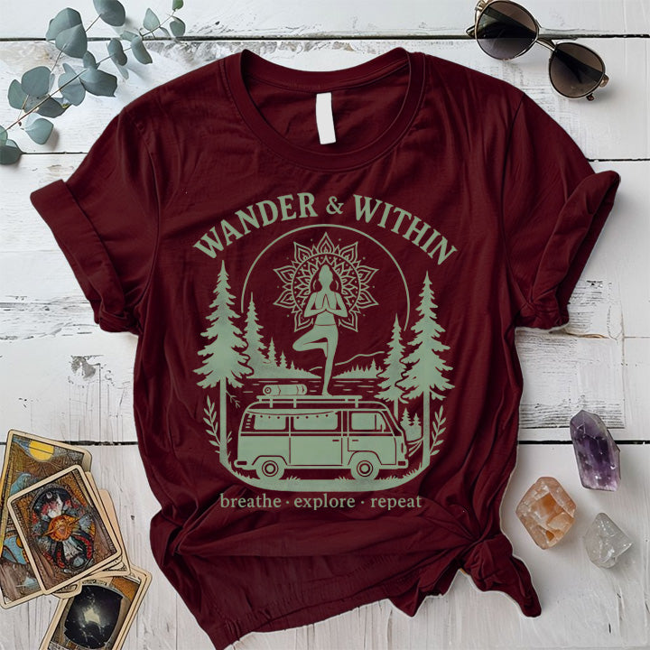 Wander Within Van Life T-Shirt Mockup Maroon