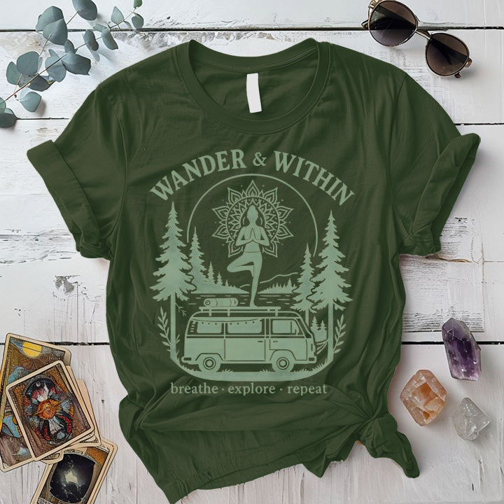 Wander Within Van Life T-Shirt Mockup Military Green