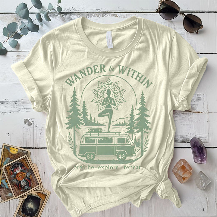 Wander Within Van Life T-Shirt Mockup Natural