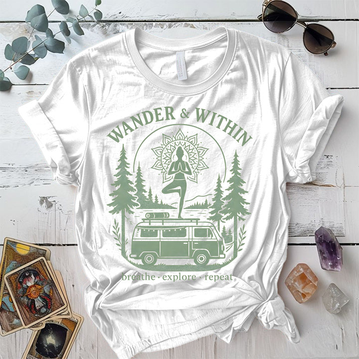 Wander Within Van Life T-Shirt Mockup White