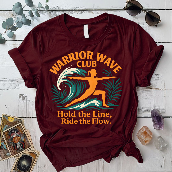 Warrior Wave Club T-Shirt Mockup Maroon