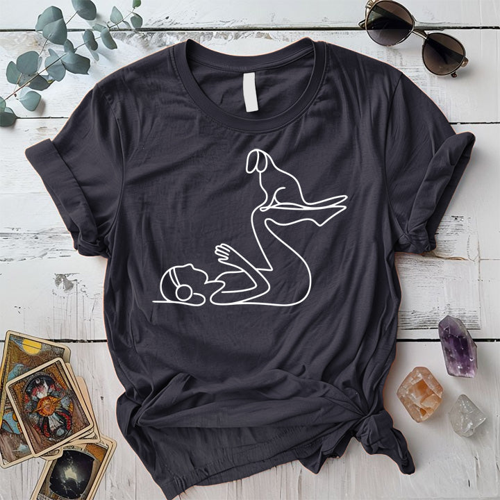 Yoga Dog Silhouette T-Shirt Mockup Dark Heather Grey