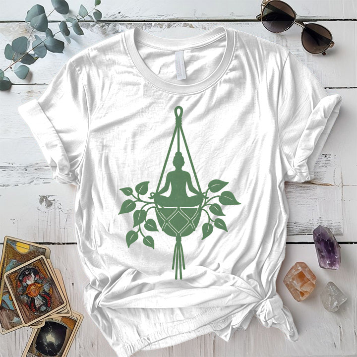 Yoga Hanging Plant T-Shirt Mockup White