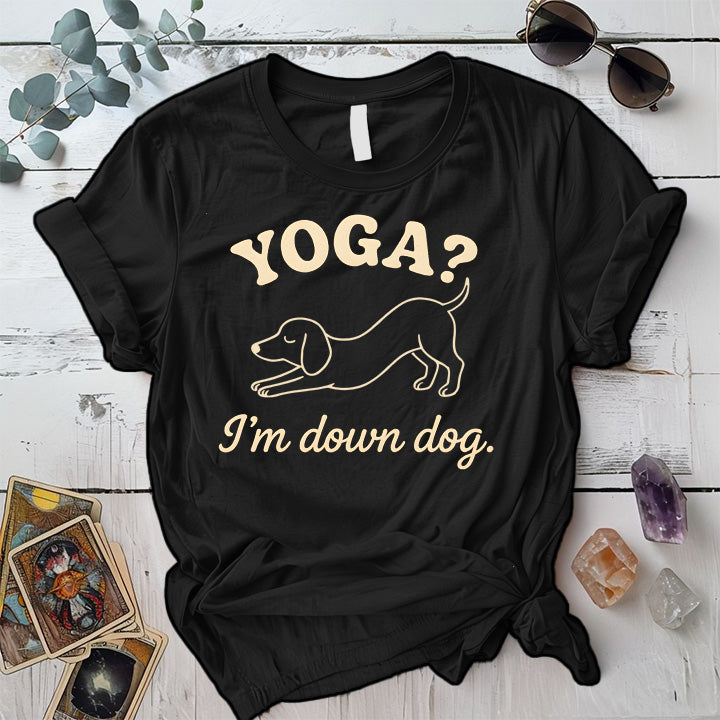 Yoga I'm Down Dog T-Shirt Mockup Black