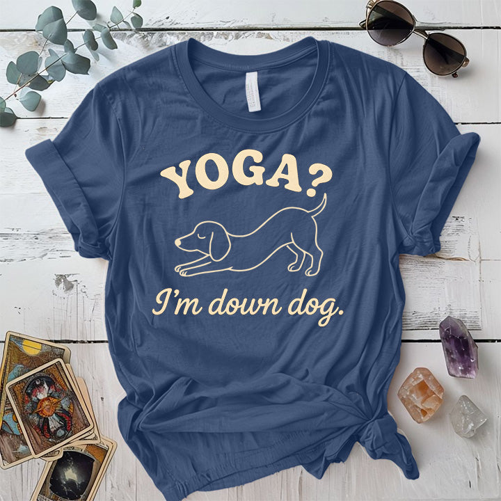 Yoga I'm Down Dog T-Shirt Mockup Indigo Blue