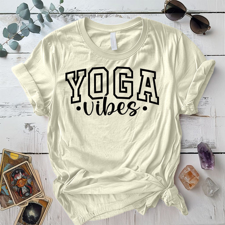 Yoga Vibes T-Shirt Mockup coral-silk
