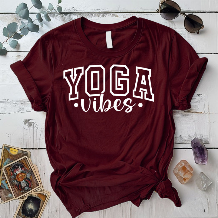 Yoga Vibes T-Shirt Mockup Maroon
