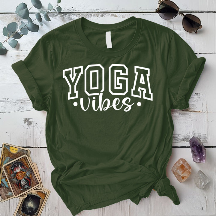 Yoga Vibes T-Shirt Mockup Military Green