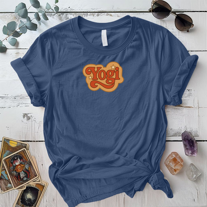 Yogi 70s Retro T-Shirt Mockup indigo-blue