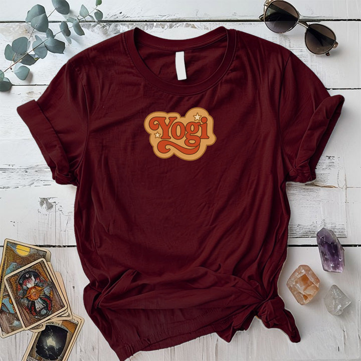 Yogi 70s Retro T-Shirt Mockup maroon