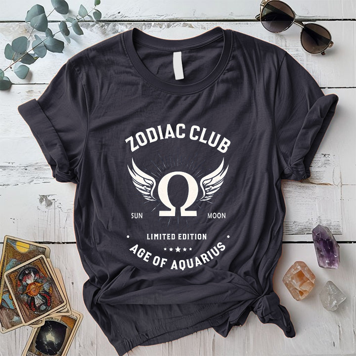 Zodiac Club T Shirt Dark Heather Grey Mockup