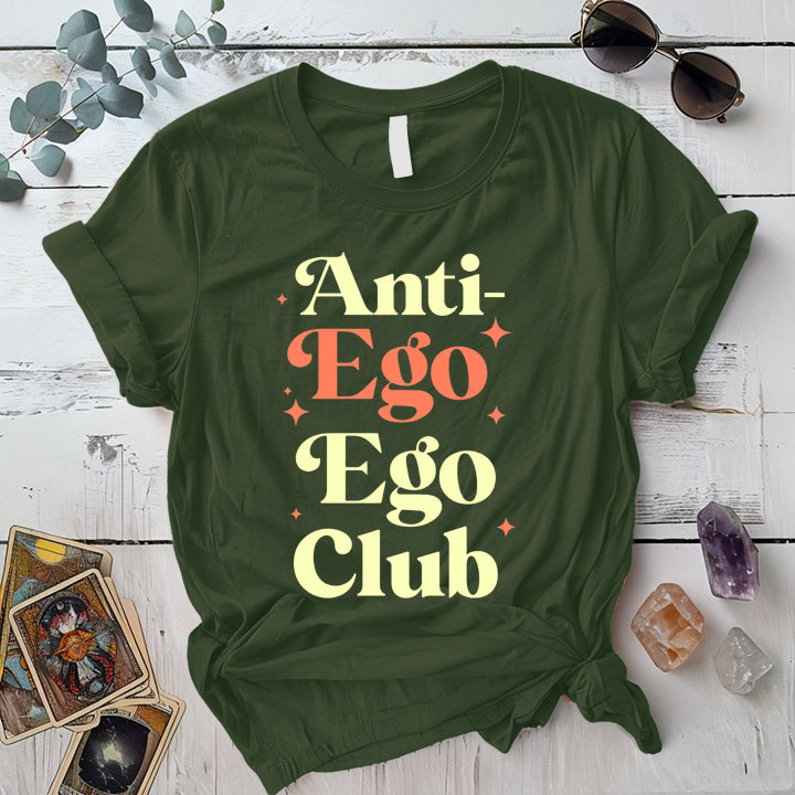 Anti Ego Ego Club T-Shirt Mockup Military Green