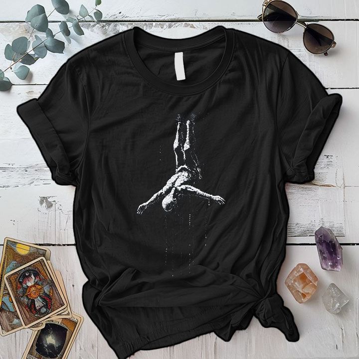Body Falling Psychedelic T Shirt Black Mockup