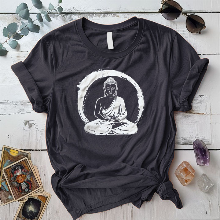 Buddha Enlightenment Circle T Shirt Dark Heather Grey Mockup