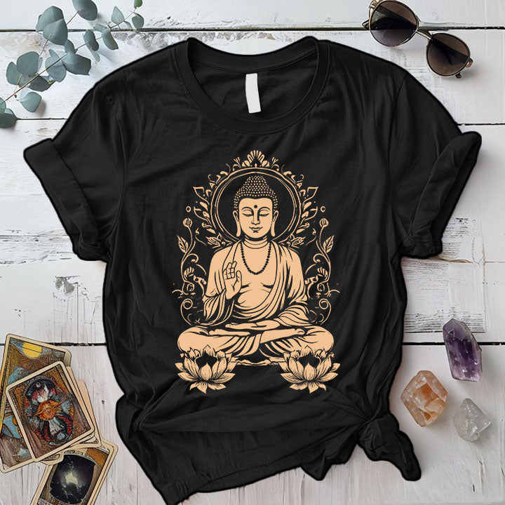 Buddha T Shirt Black Mockup