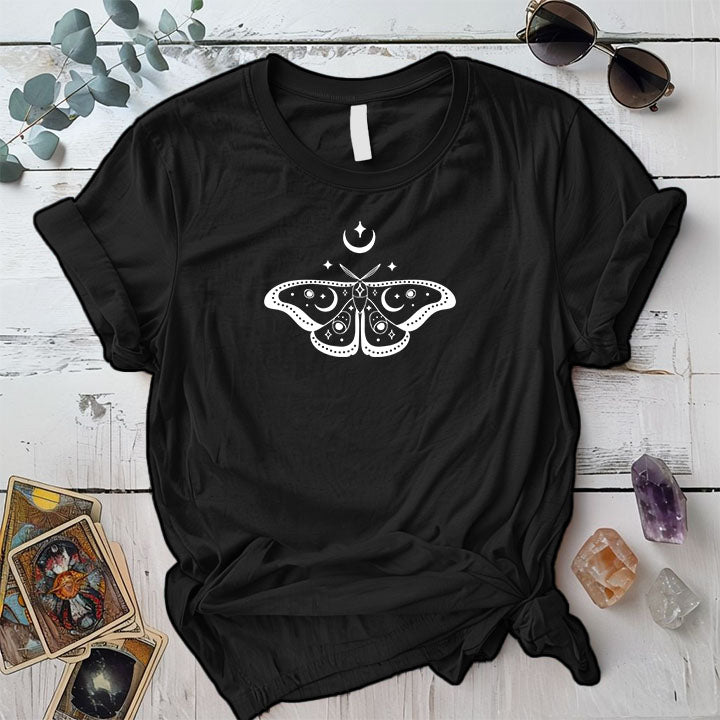 Celestial Butterfly T Shirt Black Mockup
