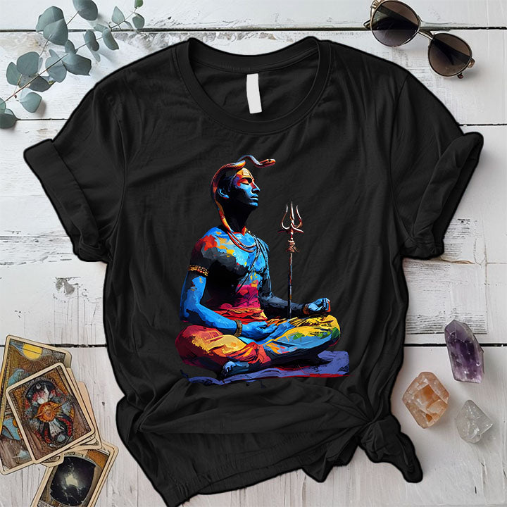Cosmic Shiva T Shirt Black Mockup