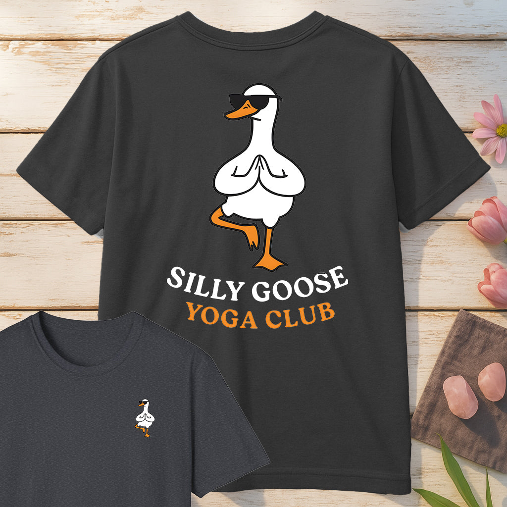 Silly Goose Yoga Club T-Shirt Mockup dark-heather-grey