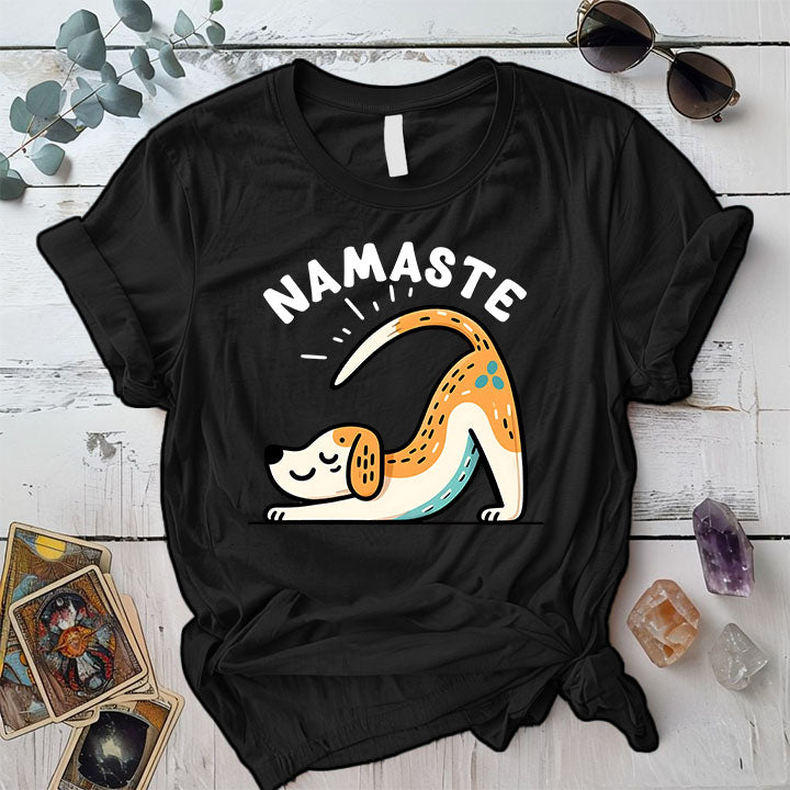 Down Dog Namaste T Shirt Black Mockup