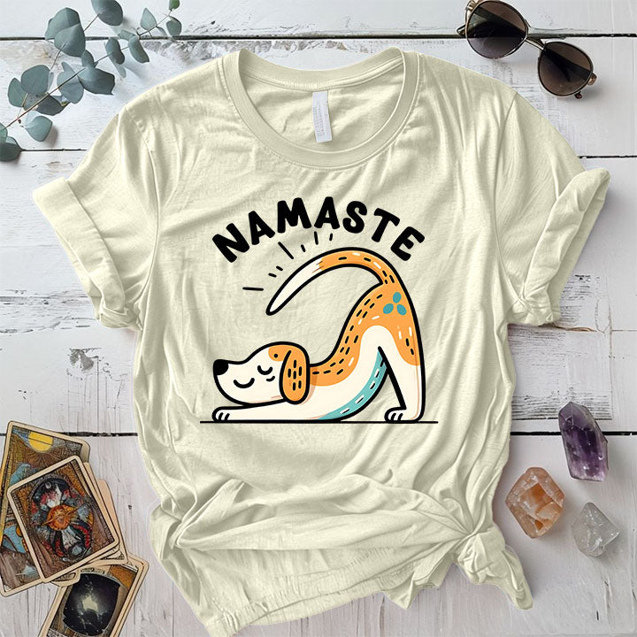Down Dog Namaste T Shirt Natural Mockup