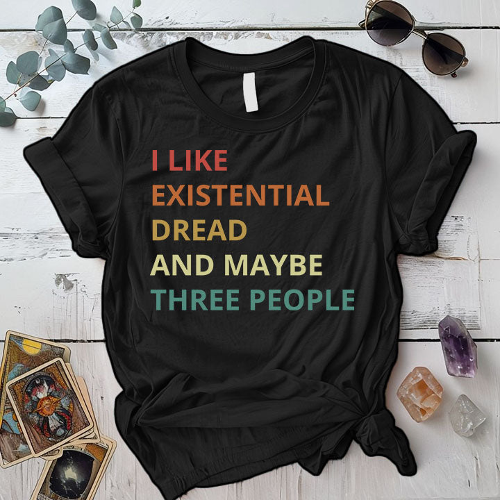 Existential Dread Retro T Shirt Black Mockup