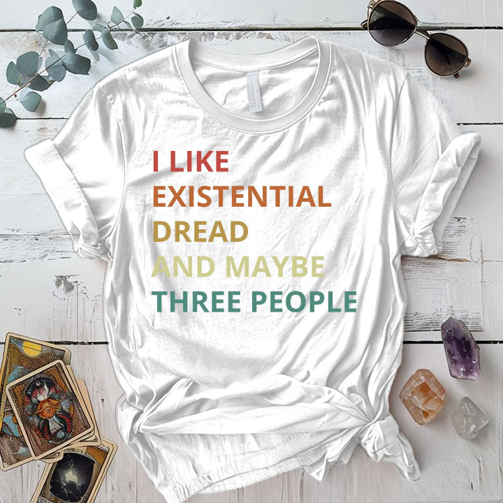 Existential Dread Retro T Shirt White Mockup