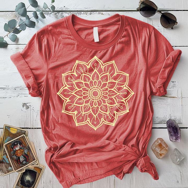 Golden Mandala T Shirt Indigo Blue Mockup
