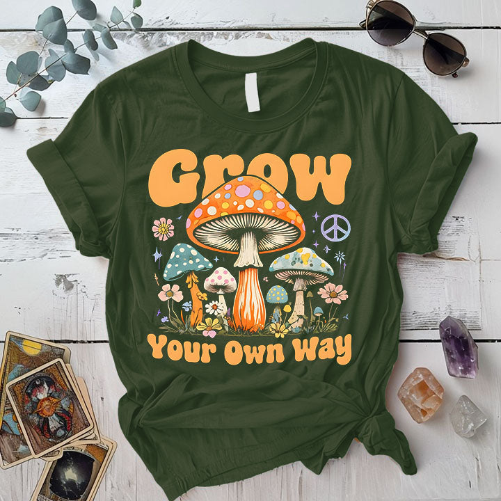 Grow Your Own Way T Shirt Dark Heather Grey Mockup