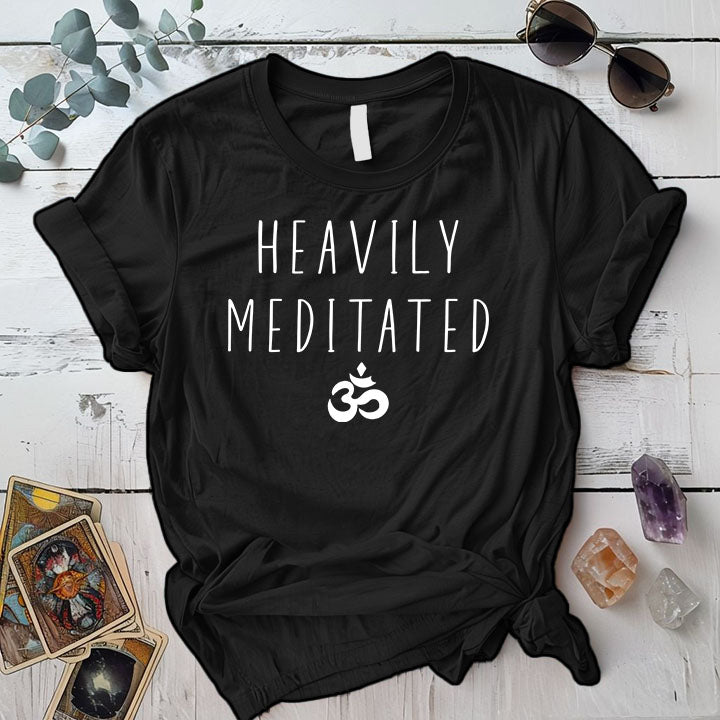Heavily Meditated T Shirt Black Mockup