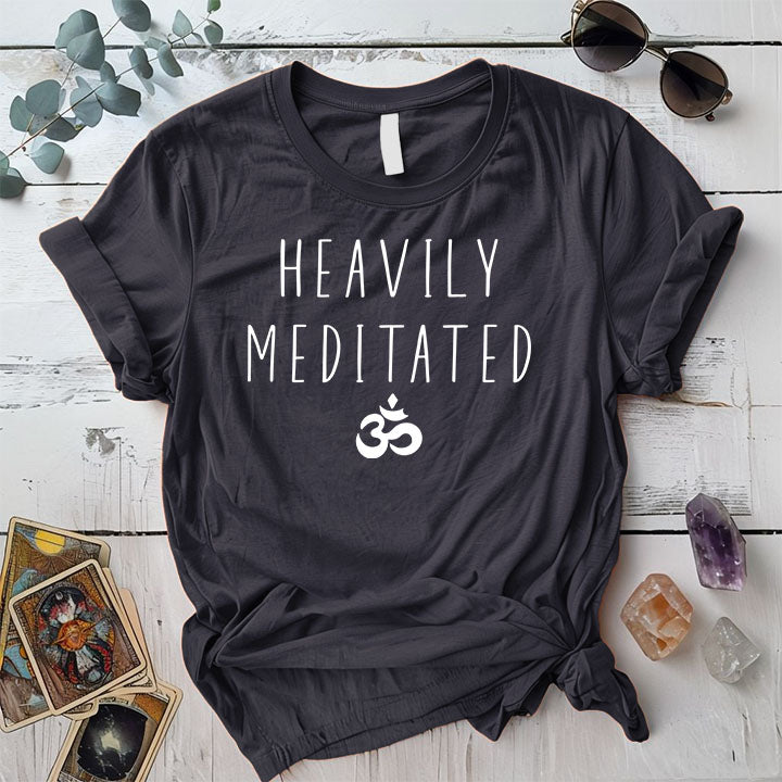 Heavily Meditated T Shirt Indigo Blue Mockup