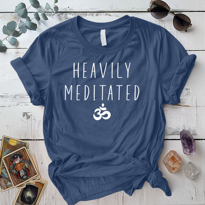 Heavily Meditated T Shirt Natural Mockup