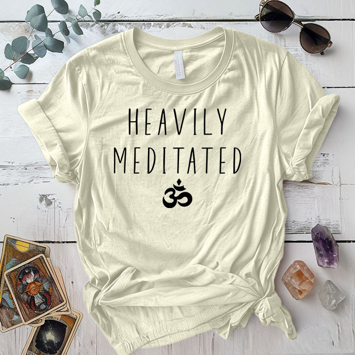 Heavily Meditated T Shirt Military Green Mockup