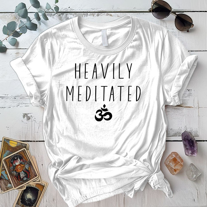 Heavily Meditated T Shirt White Mockup