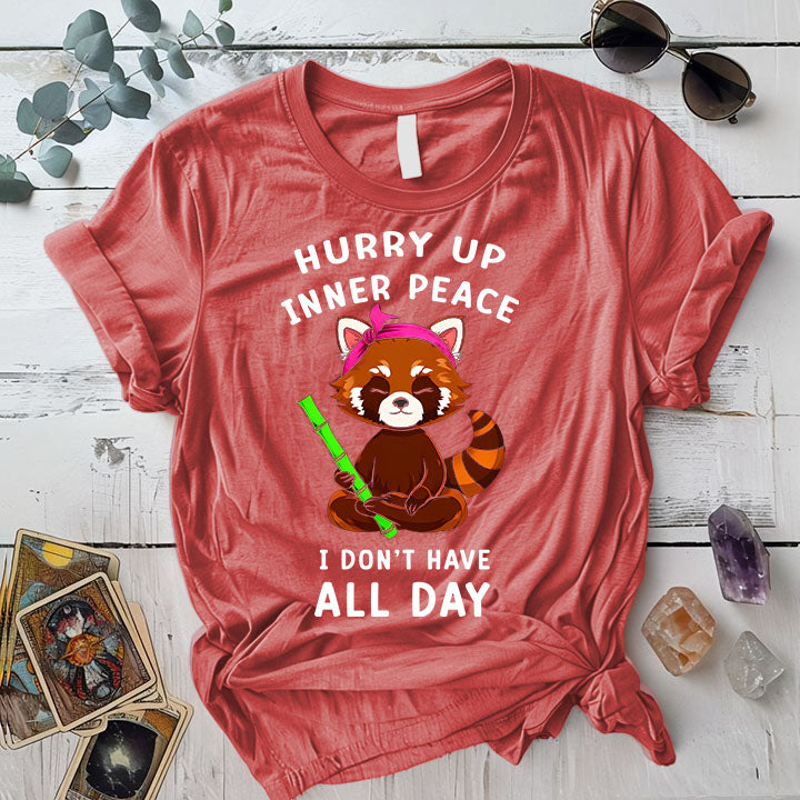 Inner Peace Red Panda T Shirt Coral Silk Mockup