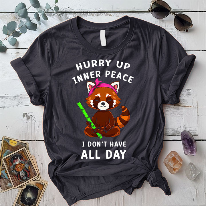 Inner Peace Red Panda T Shirt Dark Heather Grey Mockup