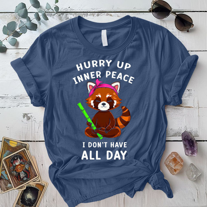 Inner Peace Red Panda T Shirt Indigo Blue Mockup