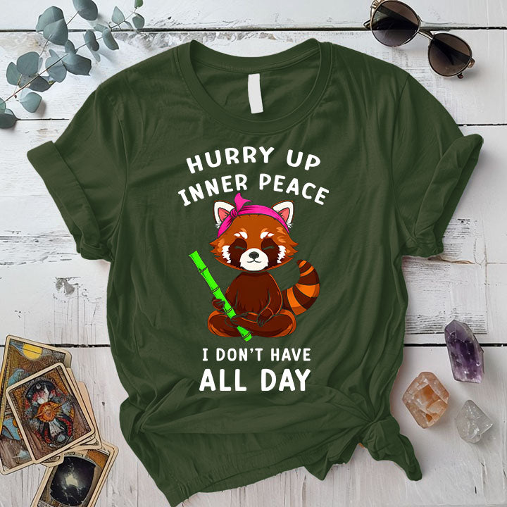 Inner Peace Red Panda T Shirt Military Green Mockup