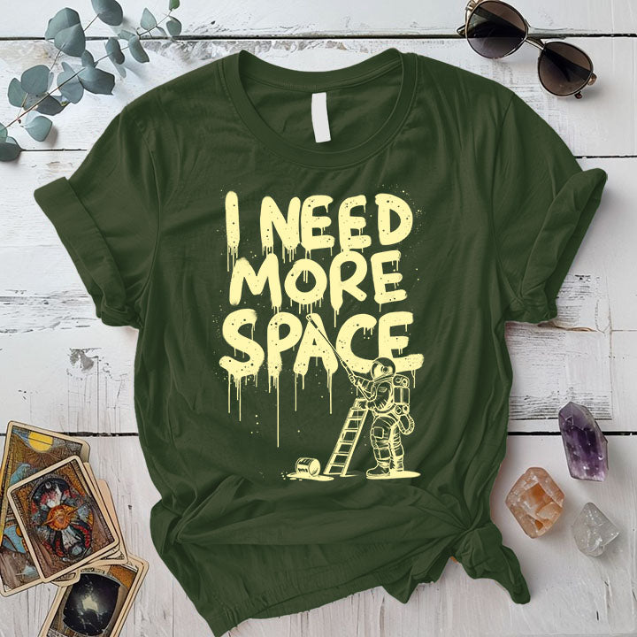 I Need More Space Astronaut T Shirt Coral Silk Mockup