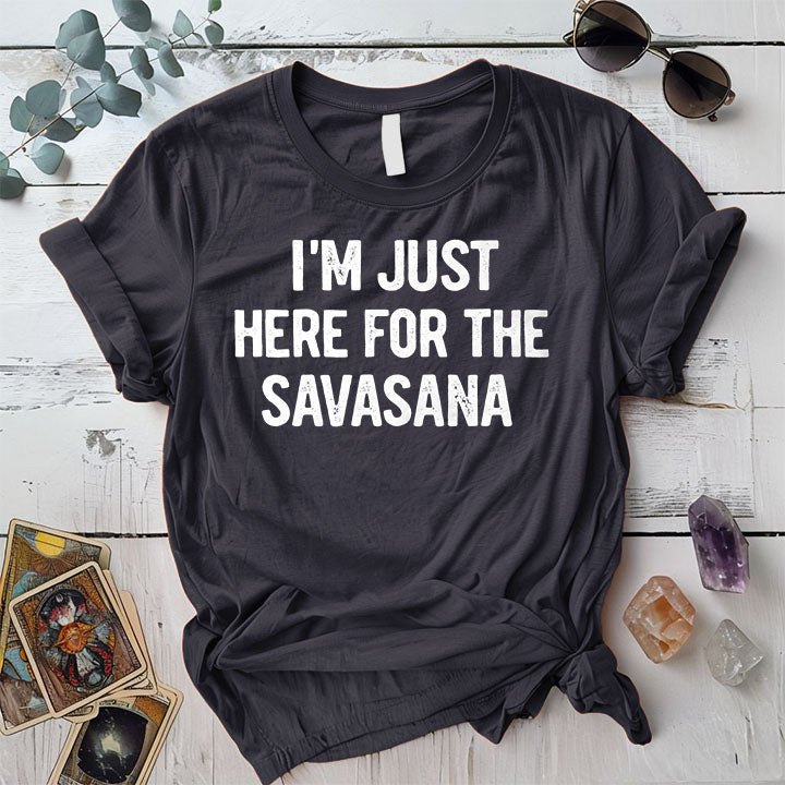 Here For The Savasana T-Shirt Mockup dark-heather-grey