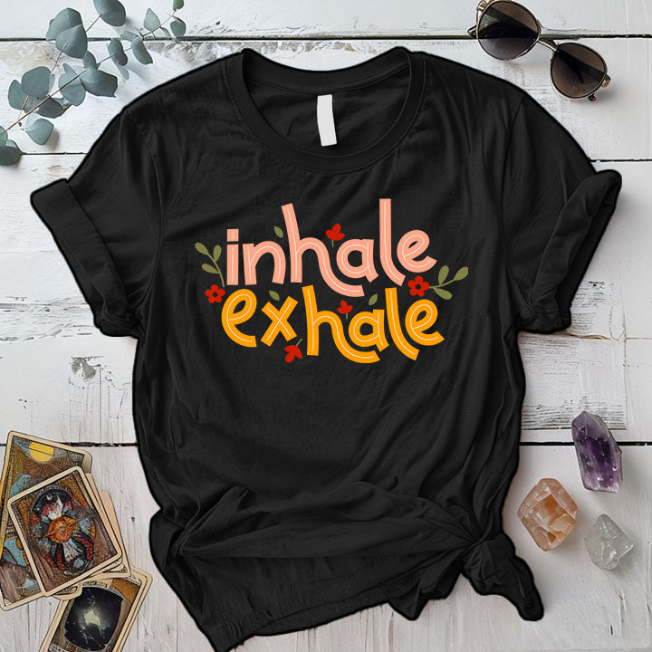 Inhale Exhale T Shirt Black Mockup