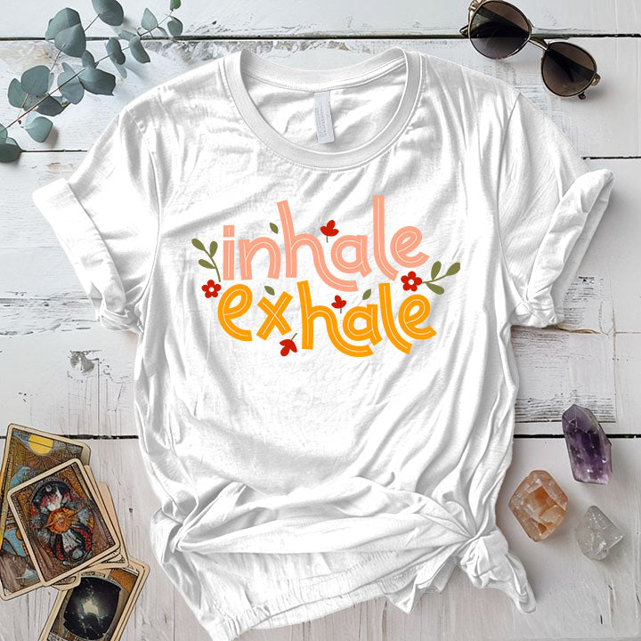 Inhale Exhale T Shirt White Mockup