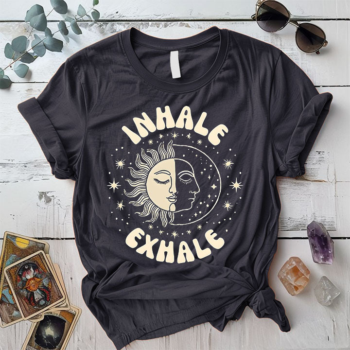 Inhale Exhale Celestial T-Shirt Mockup dark-heather-grey