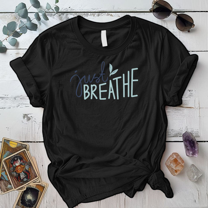 Just Breathe T Shirt Black Mockup