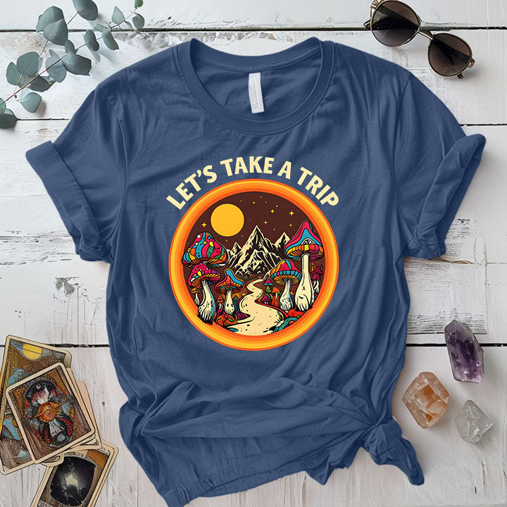 Lets Take A Trip T Shirt Indigo Blue Mockup