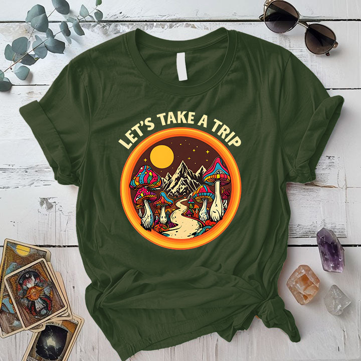Lets Take A Trip T Shirt Dark Heather Grey Mockup