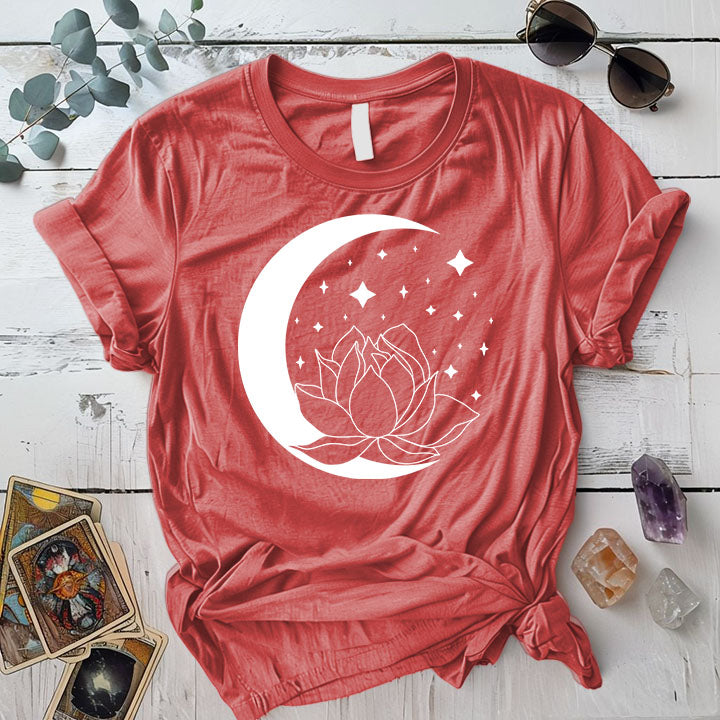 Lotus Moon T Shirt Coral Silk Mockup