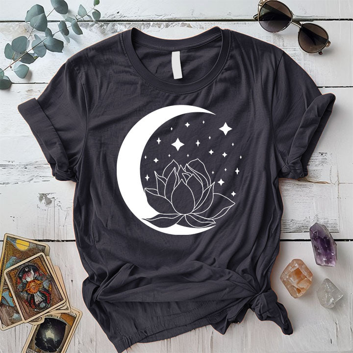 Lotus Moon T Shirt Dark Heather Grey Mockup